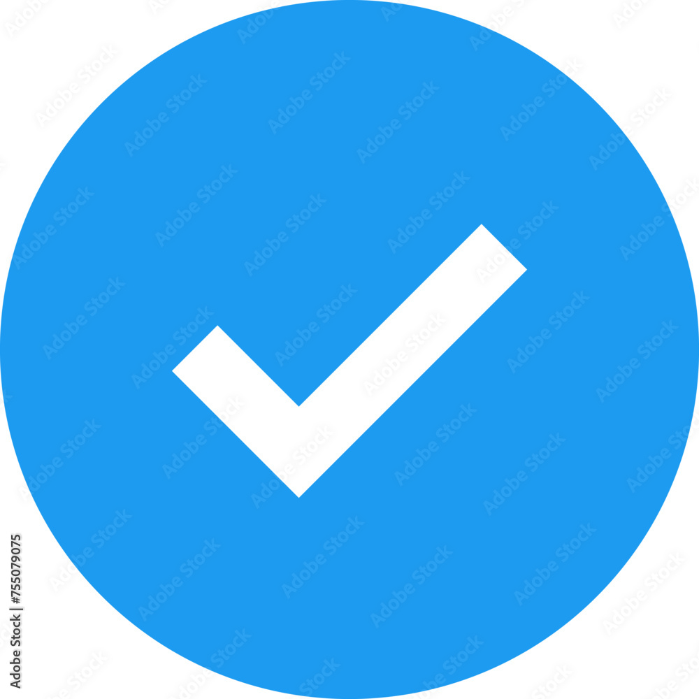 Blue check mark tick verification icon symbol vector. Blue check mark tick verification icon symbol vector.