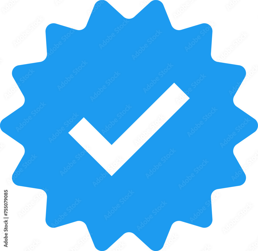 Blue check mark tick verification icon symbol vector. Blue check mark tick verification icon symbol vector.
