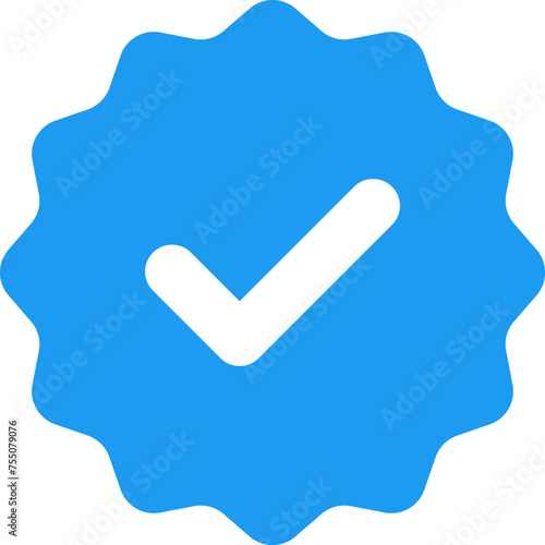 Blue check mark tick verification icon symbol vector.