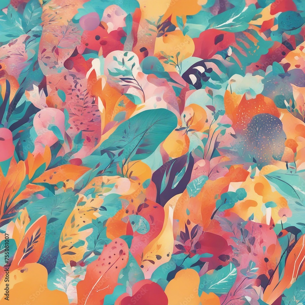 Naklejka premium pattern with flowers a colorful floral pattern with lots of different colors