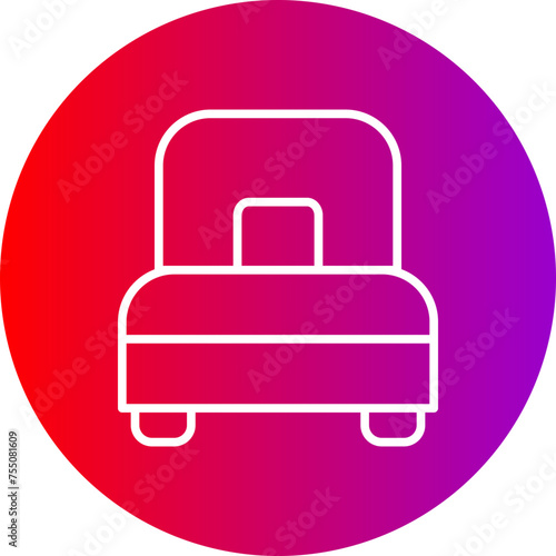 Single Bed Line Gradient Circle Icon