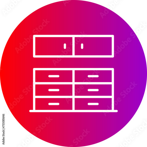 Kitchen Cabinet Line Gradient Circle Icon