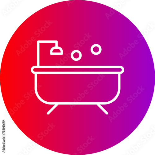 Bathtub Line Gradient Circle Icon