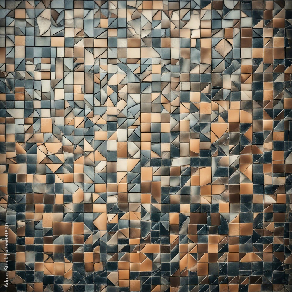 stone wall background a mosaic tile wall with a brown and blue pattern