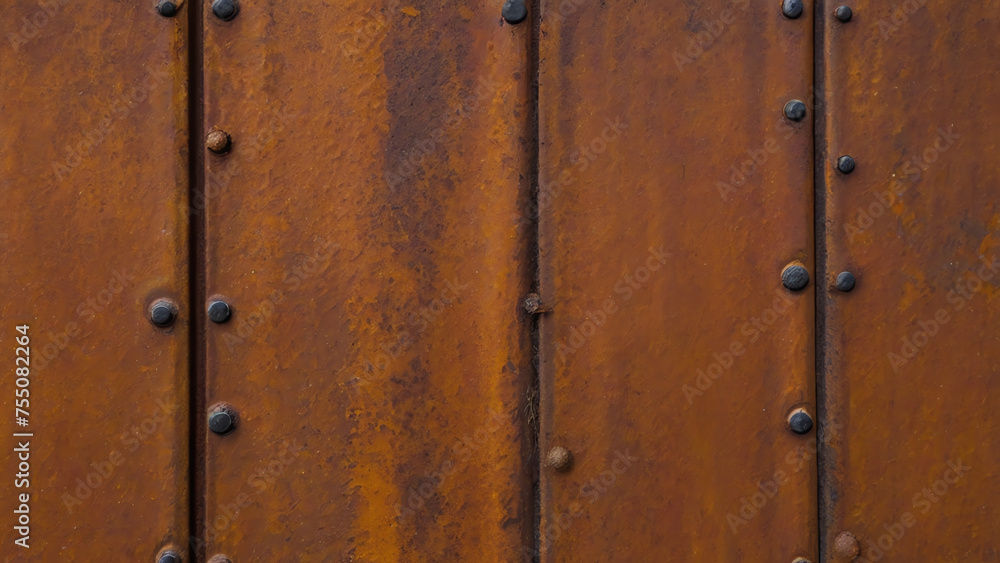 Fototapeta premium Marveling at Textural Diversity: Grunge, Detailed Rust Iron Texture, Rusty Metal Background, Landscape with Gold Brown Color and Corrosion.