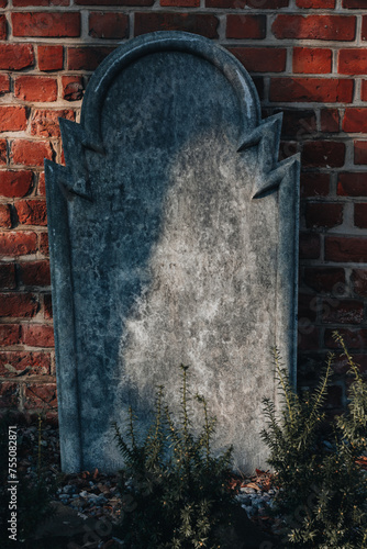 AN OLD STONE GRAVE SLAB