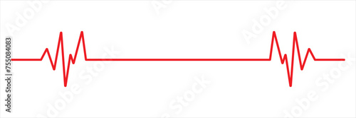 Heartbeat red line icon. EKG and cardio symbol. Vector illustration isolated on white background. Heartbeat red line vector EPS 10