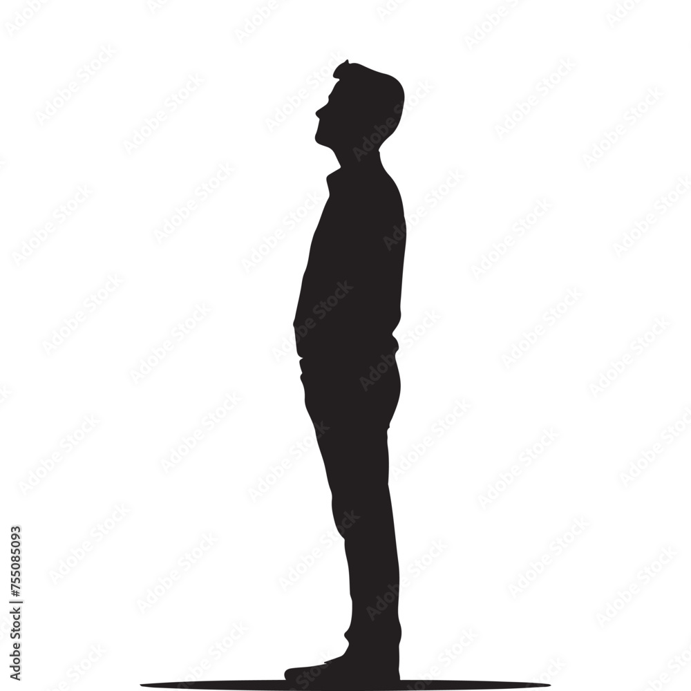 black silhouette of a Salesperson with thick outline side view isolated