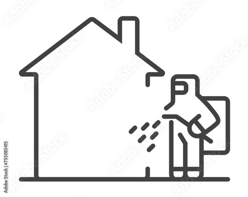 Disinfection workers making disinfection protection work. Pest control icon. Vector graphic design illustration element