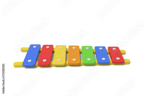 Brightly colored xylophone lying flat