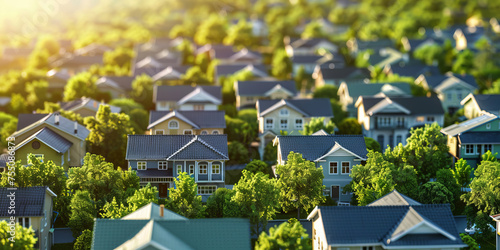 An illustrative ultra-realistic 3D concept of the housing market, residential real estate, real estate investment growth.  Generative AI