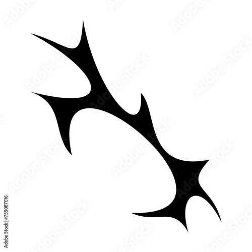 Neo tribal Gothic Y2K sharp elements, abstract vector icon shape