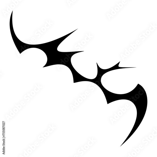 Neo tribal Gothic Y2K sharp elements, abstract vector icon shape