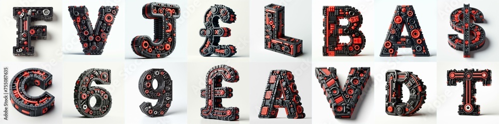 Fototapeta premium plastic toys blocks 3D Lettering Typeface. AI generated illustration