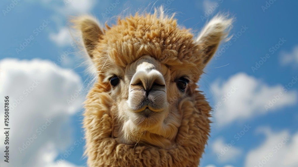 Fototapeta premium An alpaca with its fleece used as insulation material for the rockets thermal control system
