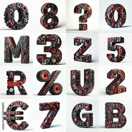 plastic toys blocks 3D Lettering Typeface. AI generated illustration