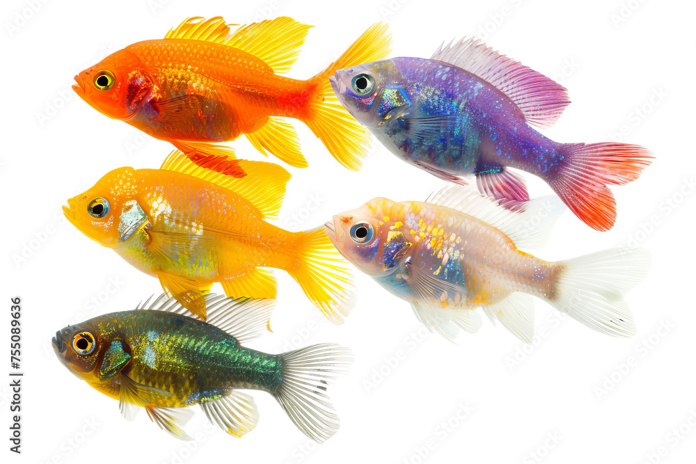 colorful isolated fishes on white background
