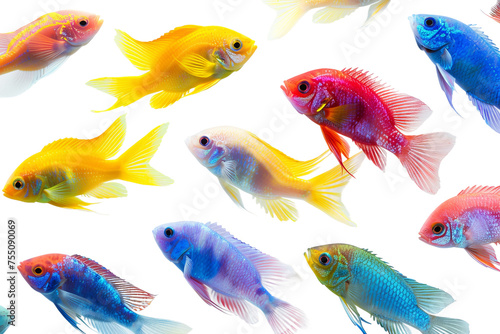 colorful isolated fishes on white background
