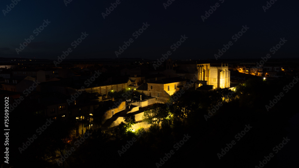 Night view of the Royal Convent of Santa Clara in Tordesillas-Spain