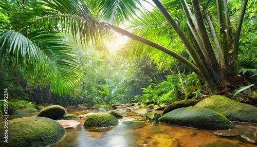 tropical forest jungle landscape digital art background