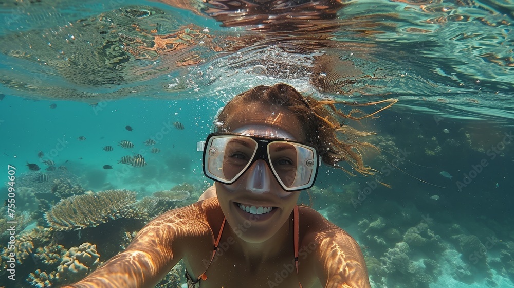 Naklejka premium Snorkeling in the Great Barrier Reef