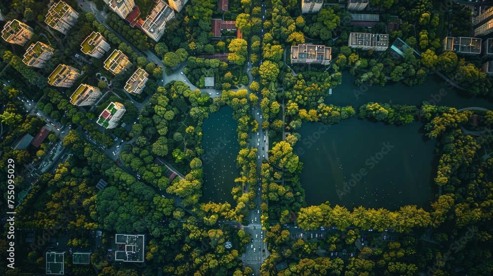 Fototapeta premium The dramatic interplay between urban development and natural landscapes