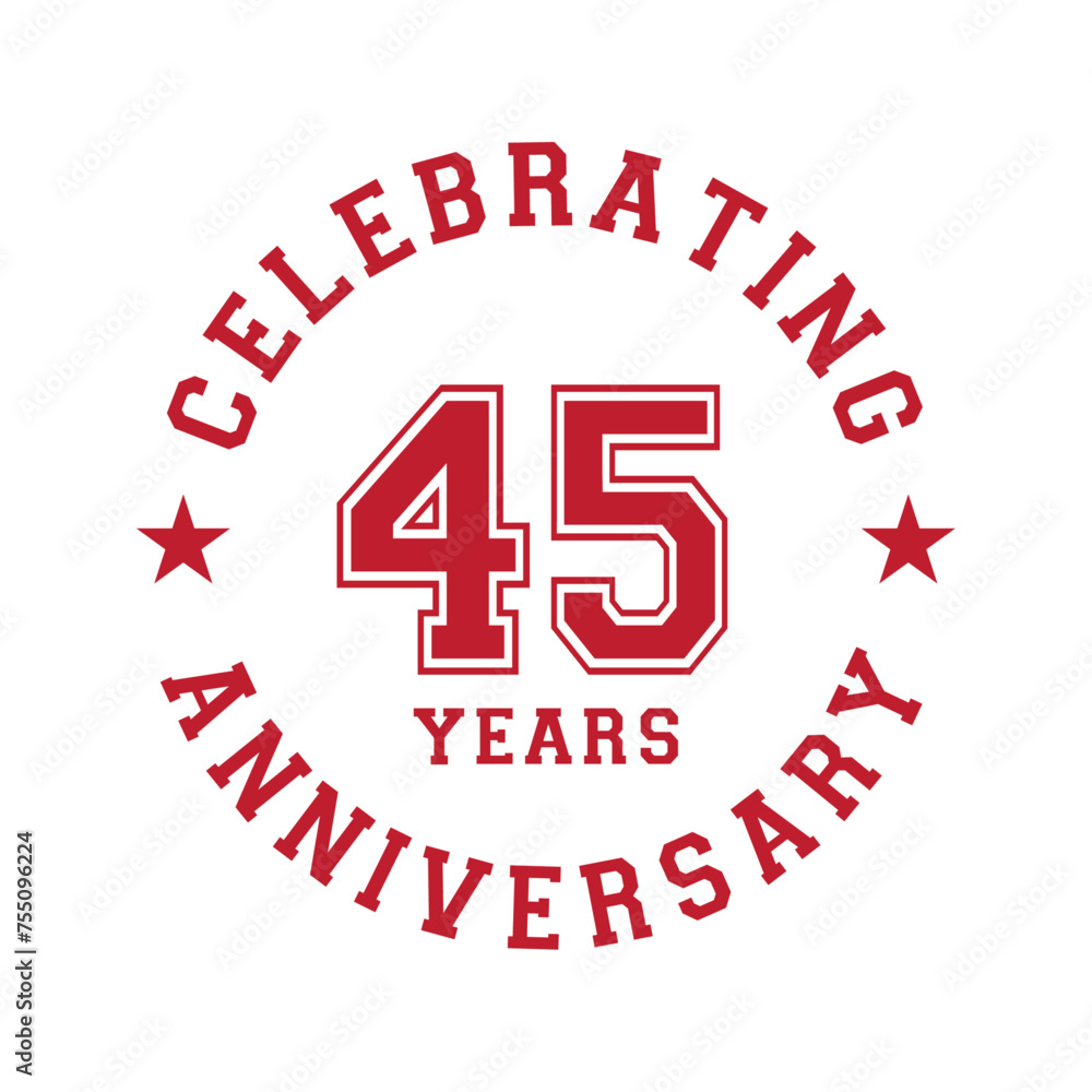 45 years anniversary celebration design template. 45th vector and illustration. 45 years anniversary celebration design template. 45th vector and illustration.