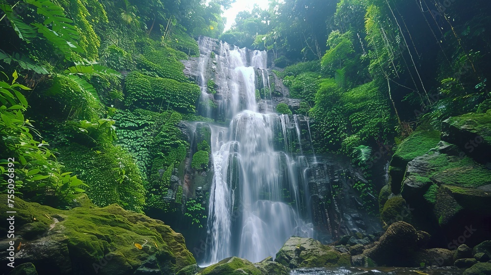 Trekking through a dense forest to discover a hidden waterfall