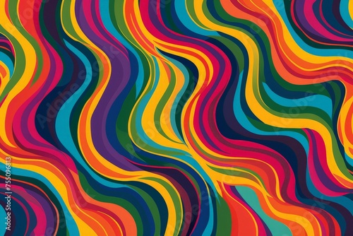 A vibrant multicolored background featuring wavy lines that create a dynamic and energetic visual effect.