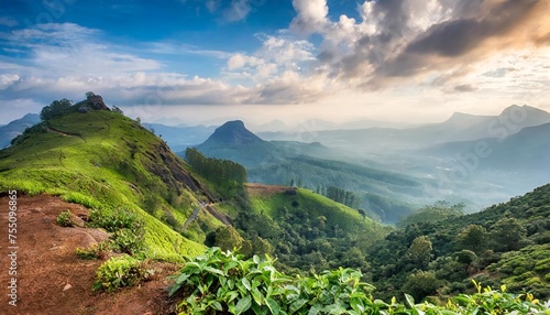 scenic landscape of the munnar mountain view of southern western ghats of india in kerala photo