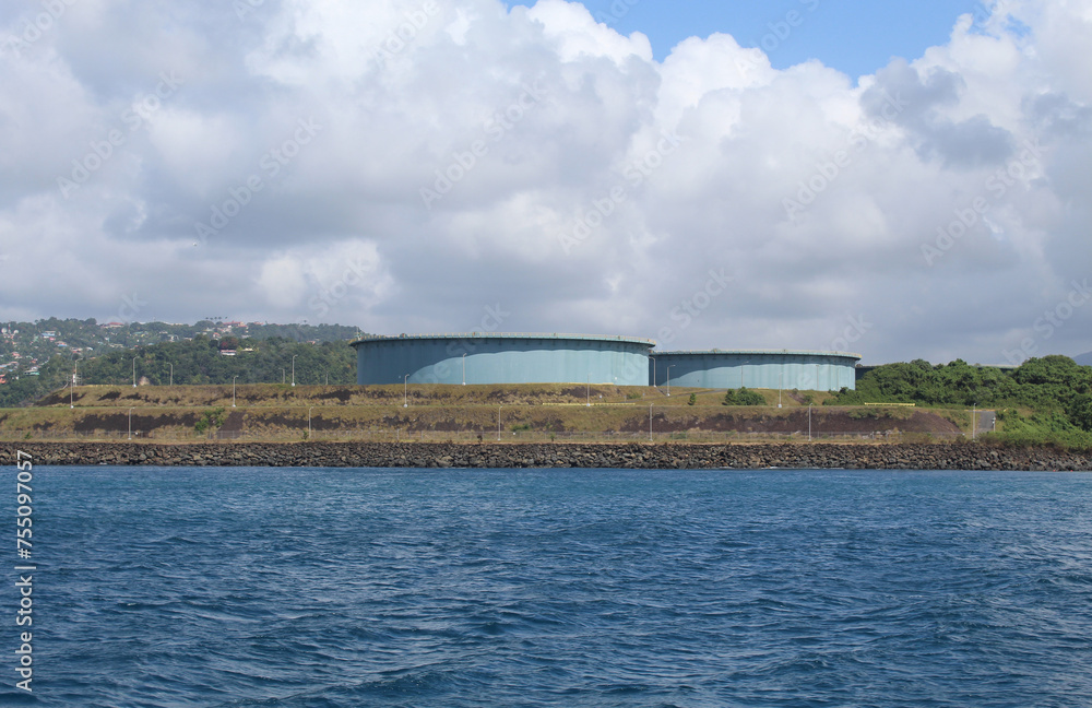 Oil terminals on the Caribbean Sea at Castries, St. Lucia