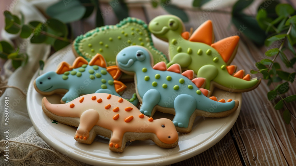 Obraz premium Dinosaur Cookies with icing 