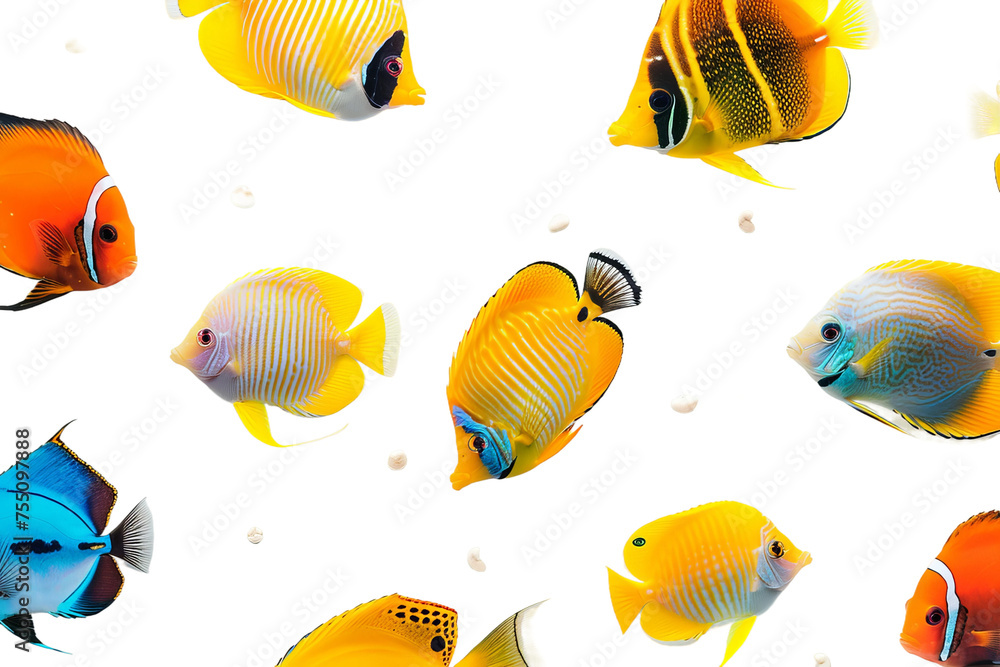 colorful isolated fishes on white background
colorful isolated fishes on white background