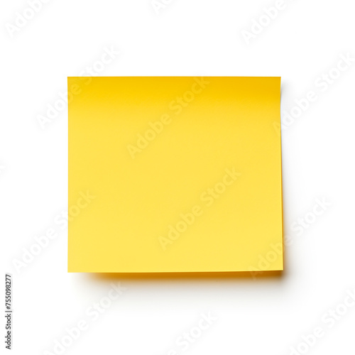 Yellow sticky post it note, white background, professional photo сreated with Generative Ai photo
