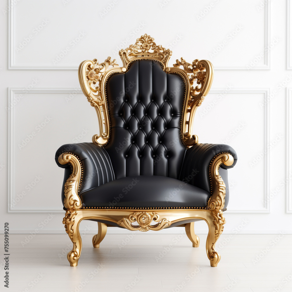 black and gold luxury armchair, white background, professional photo сreated with Generative Ai black and gold luxury armchair, white background, professional photo сreated with Generative Ai
