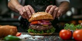 Creating a delicious burger from scratch: the art of a talented chef. Concept Burger Making, Cooking Skills, Culinary Art, Delicious Creations, Gourmet Meals
