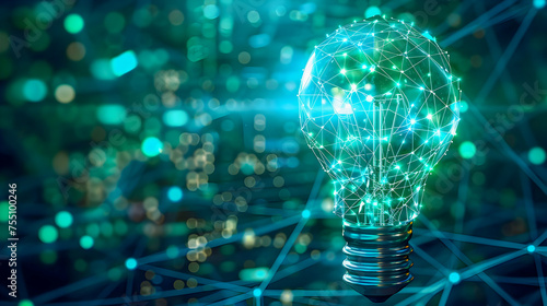 Wallpaper Mural A light bulb is shown in a green and blue background Torontodigital.ca