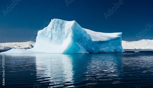 iceberg isolated on dark blue background global warming concept nature magazine illustration above water copy space © Claudio