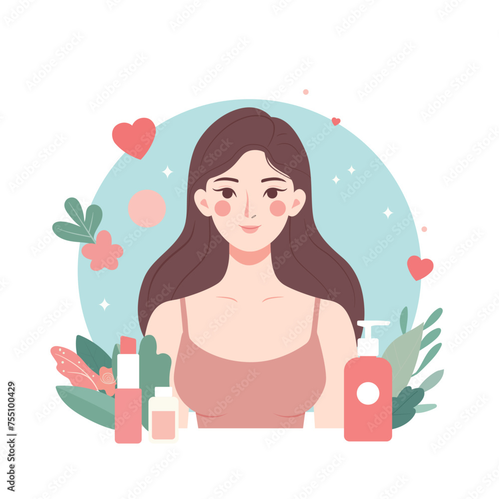 Beauty and healthy woman. Flat design Vector illustration