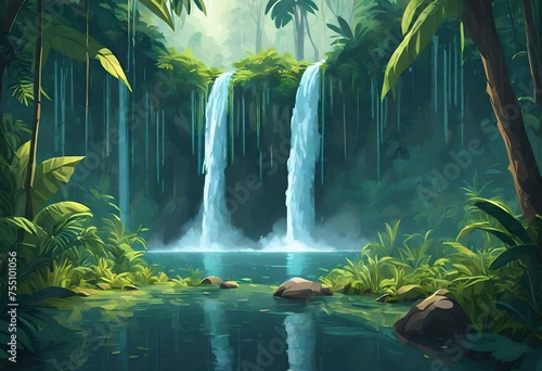 waterfall in the jungle photo