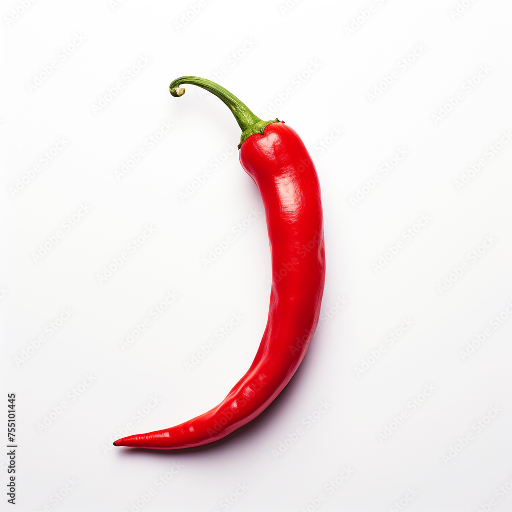 Red hot chili pepper, white background, professional photo сreated with Generative Ai Red hot chili pepper, white background, professional photo сreated with Generative Ai