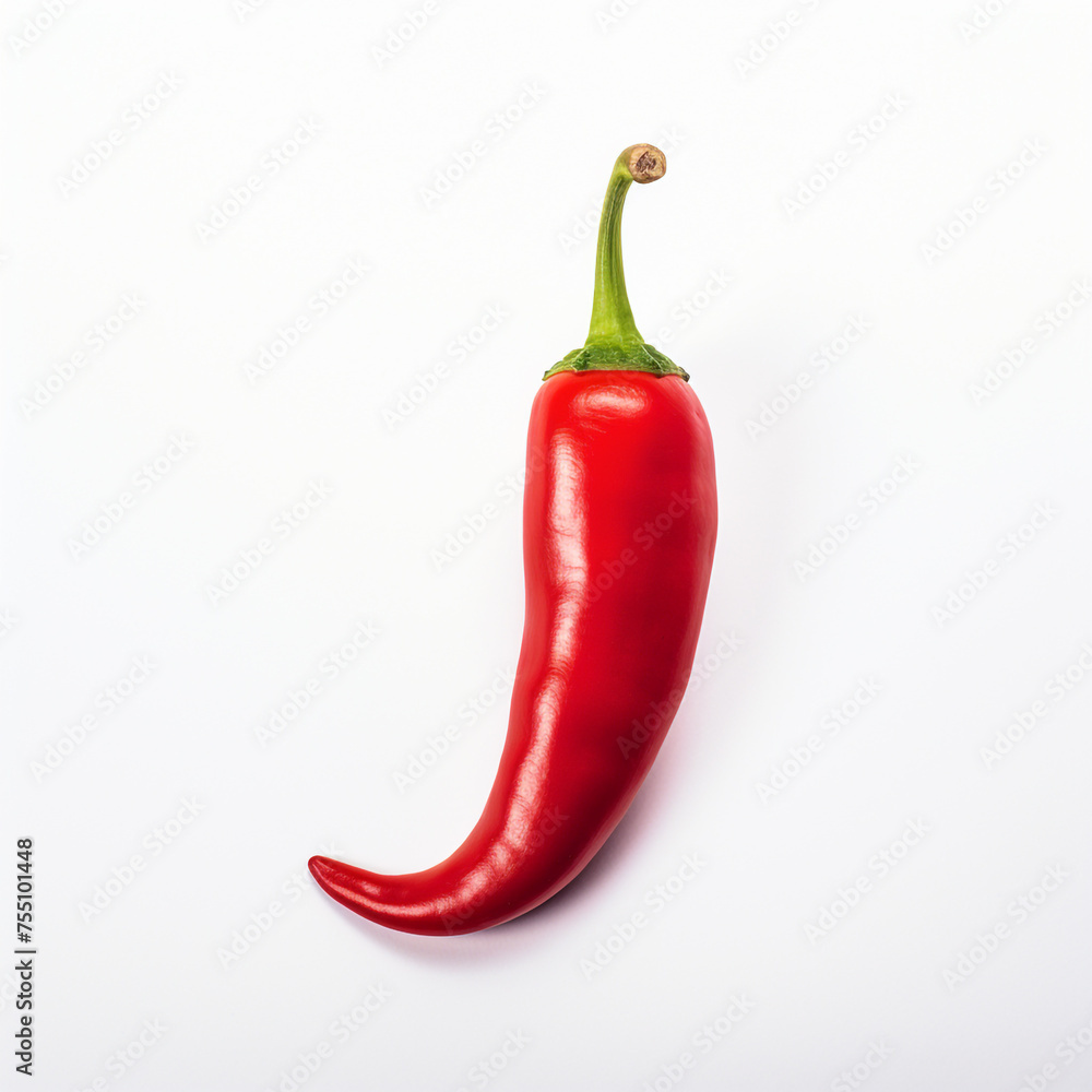 Red hot chili pepper, white background, professional photo сreated with Generative Ai Red hot chili pepper, white background, professional photo сreated with Generative Ai