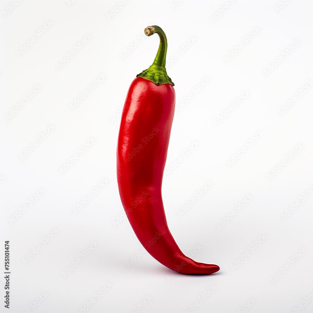 Red hot chili pepper, white background, professional photo сreated with Generative Ai Red hot chili pepper, white background, professional photo сreated with Generative Ai