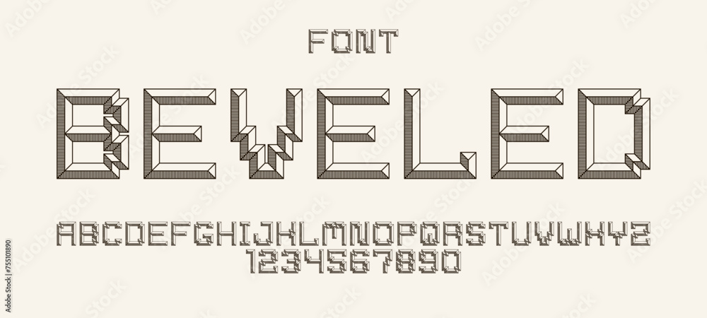 Minimal geometric cyberpunk font with facet effect, vector typeface in geometry volume style, future technology 3D urban beveled typography, alphabet letters and numbers.