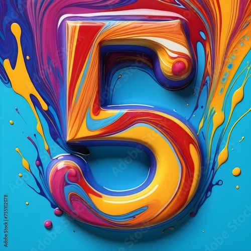 abstract colorful background with colorful elegant letters 5 rainbow design  