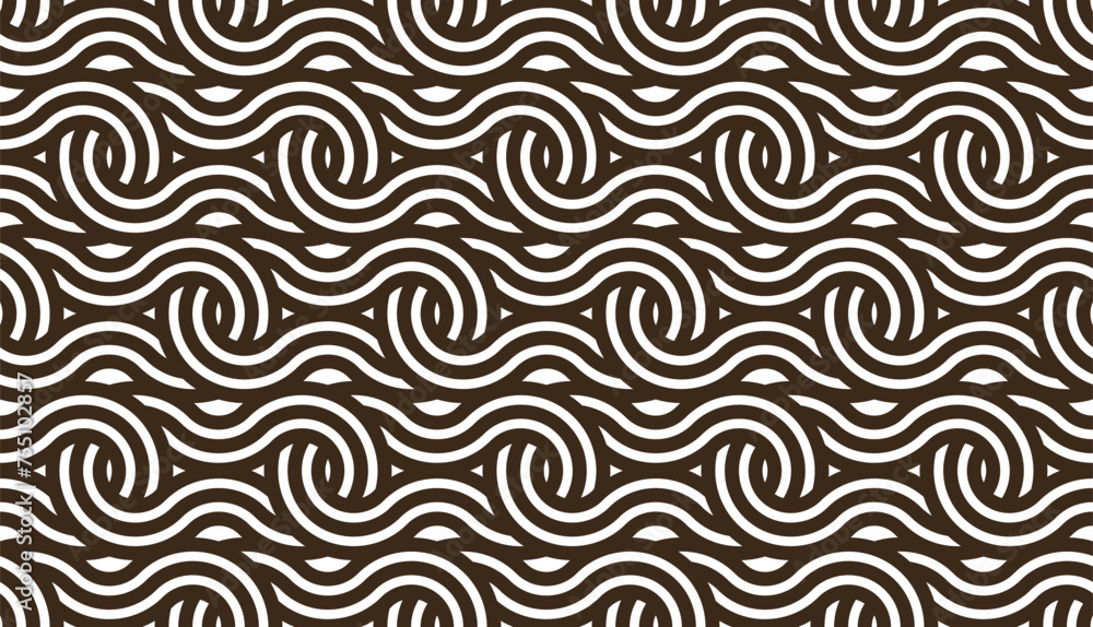 Lined seamless vector pattern with twisted lines, geometric abstract background, stripy net, optical maze, web network.