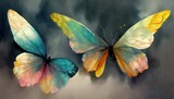 watercolor set of painted butterflies