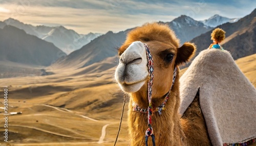 traditional kazakh felt camel brown beige color background photo