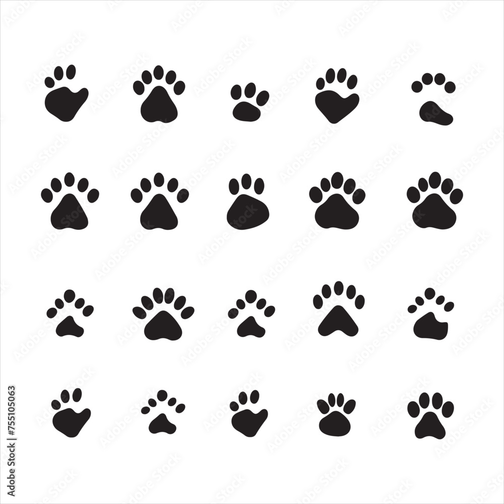 A black silhouette animal foots set
