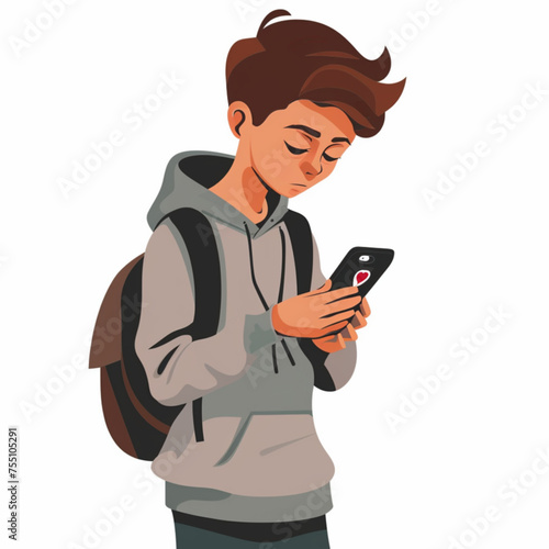 teenager addicted to mobile phone